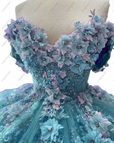Beautiful Factory Wholesale 3D Flower Quinceanera Dress