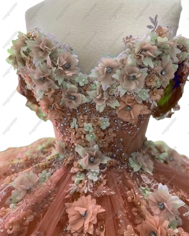 Beautiful Factory Wholesale 3D Flower Quinceanera Dress