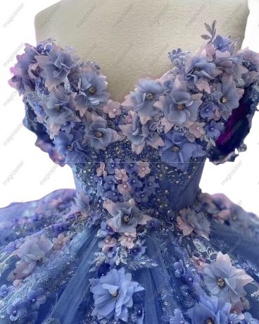 Beautiful Factory Wholesale 3D Flower Quinceanera Dress