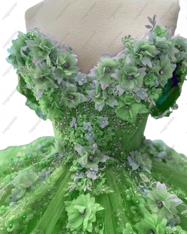 Beautiful Factory Wholesale 3D Flower Quinceanera Dress