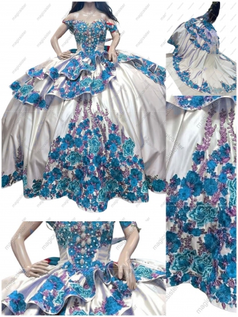 Hotselling Factory Wholesale Embroidery Charro Quinceanera Dress