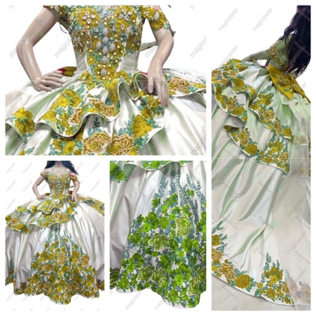 Hotselling Factory Wholesale Embroidery Charro Quinceanera Dress