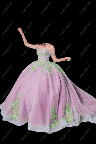 Instock Factory 3D Embroidered Floral Quinceanera Dress
