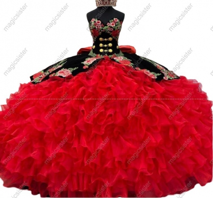 Hotselling Embroidery Charro Quinceanera Dress