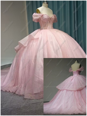 Blush Superhot Unique Factory Wholesale Glitter Quinceanera Dresses