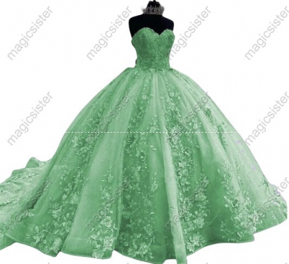 Luxurious Factory Wholesale Floral Appliques Quinceanera Ball Gowns