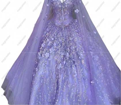 Factory Wholesale Glitter 3D Flower Quinceanera Dress