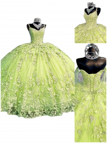 Factory Wholesale Lace Butterfly Quinceanera Dress
