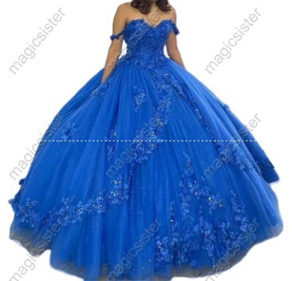 Elegant 3D Flower Quinceanera Dress