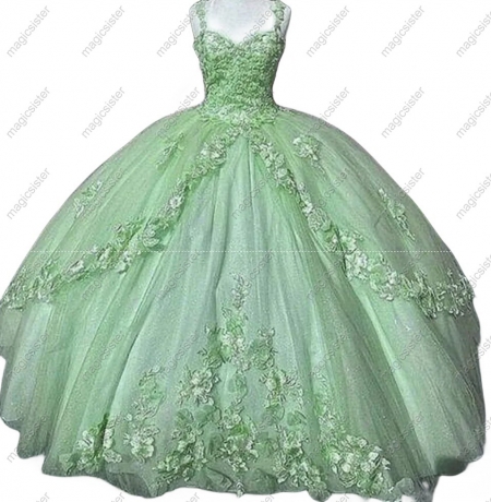 Elegant 3D Flower Quinceanera Dress