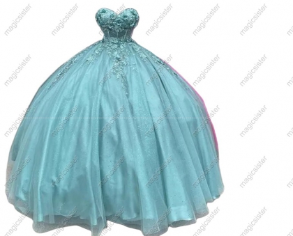 Factory Wholesale Lace Floral Appliques Quinceanera Dress