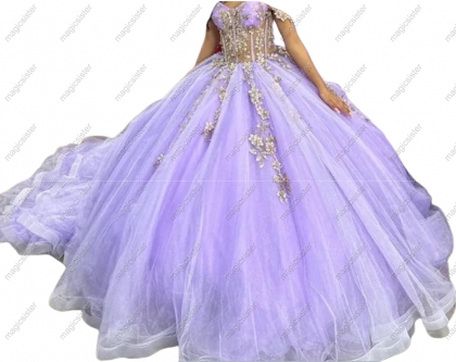 Hotselling Glitter Floral Appliques Quinceanera dresses