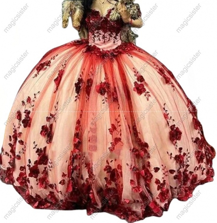 Luxury 3D Flower Quinceanera Dress