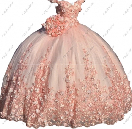 Blush Sweet 3D Flower Quinceanera dresses