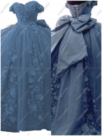 Factory Wholesale 3D Pearls Embroidered Floral Quinceanera Dress