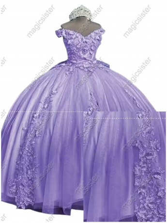 Factory Wholesale 3D Pearls Embroidered Floral Quinceanera Dress