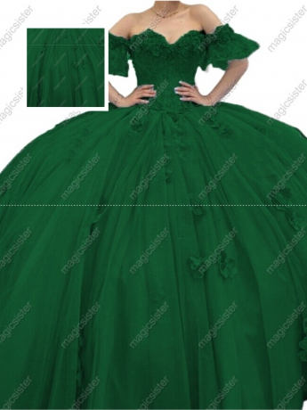 Factory Wholesale Elegant 3D Flower Quinceanera Dress