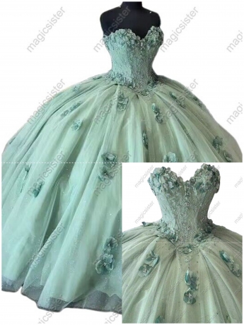 Factory Wholesale Elegant 3D Flower Quinceanera Dress