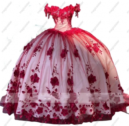 Luxury 3D Flower Factory Wholesale Quinceanera Dress