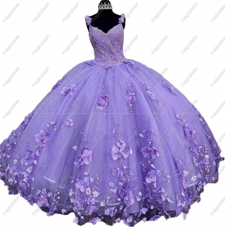 Luxury Factory Wholesale 3D Flower Quinceanera Dress