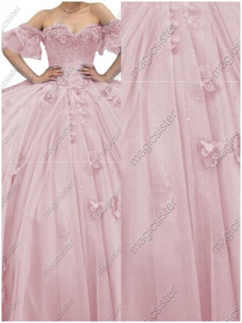 Blush Factory Wholesale Elegant 3D Flower Quinceanera Dress