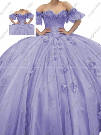 Factory Wholesale Elegant 3D Flower Quinceanera Dress