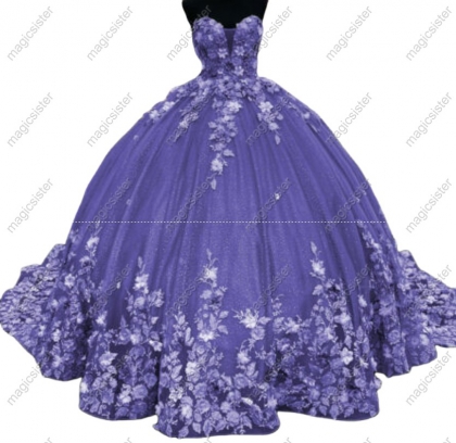 Hot Sale 3D Flower Lace Quinceanera Dress