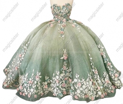 Hot Sale 3D Flower Lace Quinceanera Dress