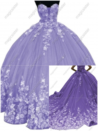Hot Sale 3D Flower Lace Quinceanera Dress