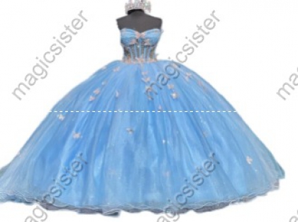 Instock Factory Glitter Fabric and 3D Flowers Quinceanera Dress