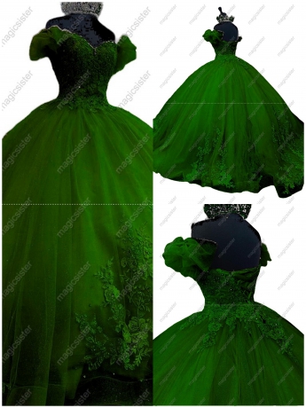 Sparkly Floral Appliques Princess Factory Wholesale Quinceanera Dress