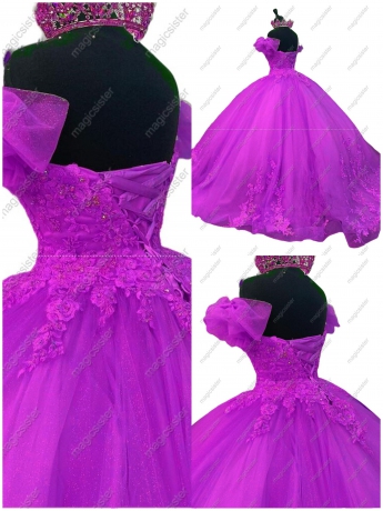 Sparkly Floral Appliques Princess Factory Wholesale Quinceanera Dress