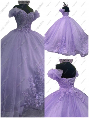 Sparkly Floral Appliques Princess Factory Wholesale Quinceanera Dress