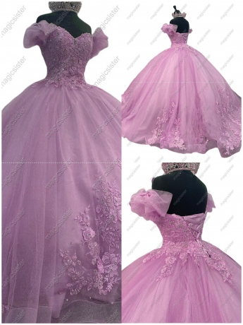 Sparkly Floral Appliques Princess Factory Wholesale Quinceanera Dress