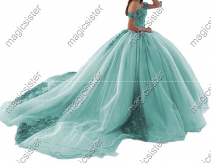Elegant Princes Sweet Quinceanera Dresses Ball Gown Floral Lace Luxury Prom Dress