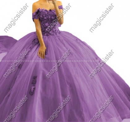 Elegant Princes Sweet Quinceanera Dresses Ball Gown Floral Lace Luxury Prom Dress