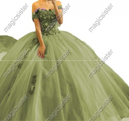 Elegant Princes Sweet Quinceanera Dresses Ball Gown Floral Lace Luxury Prom Dress