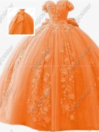 Factory Wholesale 3D Pearls Embroidered Floral Quinceanera Dress