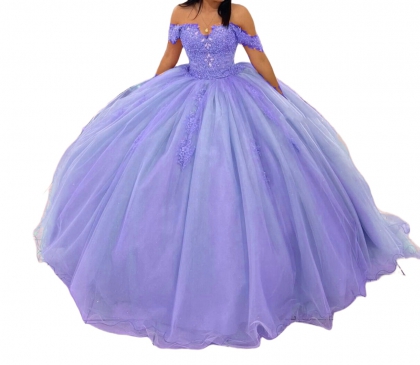 Factory Wholesale Floral Appliques Ball Gown Quinceanera Dress