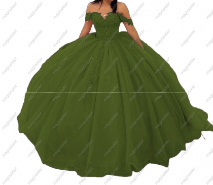 Factory Wholesale Floral Appliques Ball Gown Quinceanera Dress