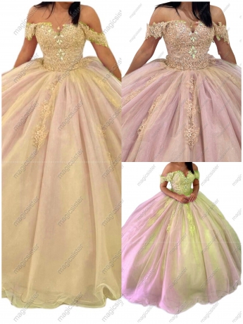 Factory Wholesale Floral Appliques Ball Gown Quinceanera Dress