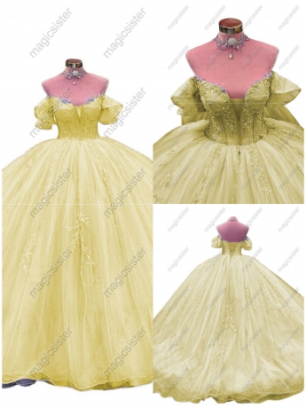 Factory Wholesale Glitter Floral Appliques Quinceanera Dress