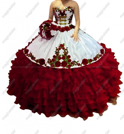 Factory Wholesale Hotselling Embroidery Charro Quinceanera Dress