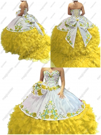 Factory Wholesale Hotselling Embroidery Charro Quinceanera Dress