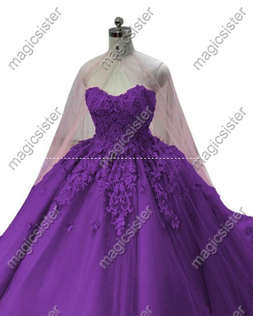 Factory wholesale applique shawl sleeve quinceanera dress