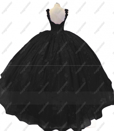 Evening Dress V neck Gorgeous Ball Gown Quinceanera Tulle Flowers Beading Robes Sleeveless Sweet Wedding