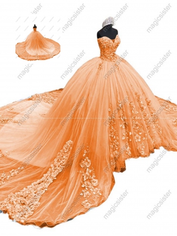 Factory Wholesale Luxury 3D Floral Quinceanera Dress