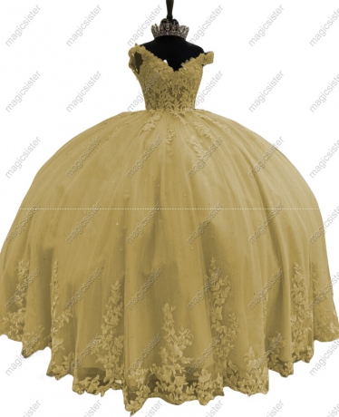 Off Shoulder Ball Gown Quinceanera Dresses With Flowers Prom Gowns Tulle Lace Corset For Sweet