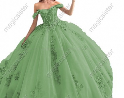 Off The Shoulder Tulle Quinceanera Dresses Ball Gown 3D Flower Lace Applique Corset