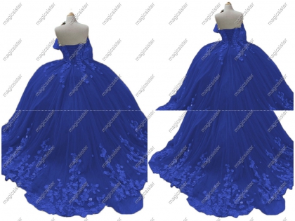 Factory wholesale 3D flower backless quinceanera dress